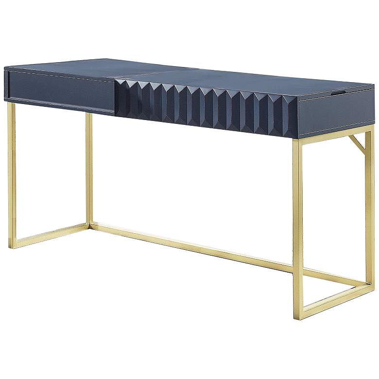Image 2 Claypool 56 3/4" Wide Blue Gold Lift Top Writing Desk