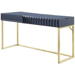 Claypool 56 3/4&quot; Wide Blue Gold Lift Top Writing Desk