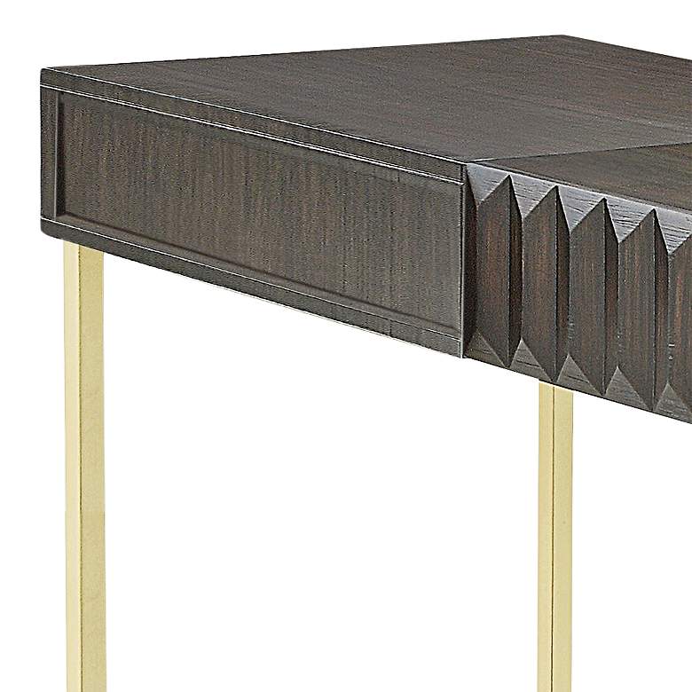 Image 3 Claypool 56 3/4" Wide Walnut Gold Lift Top Writing Desk more views