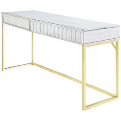 Claypool 56 3/4&quot;W Antique White Gold Lift Top Writing Desk