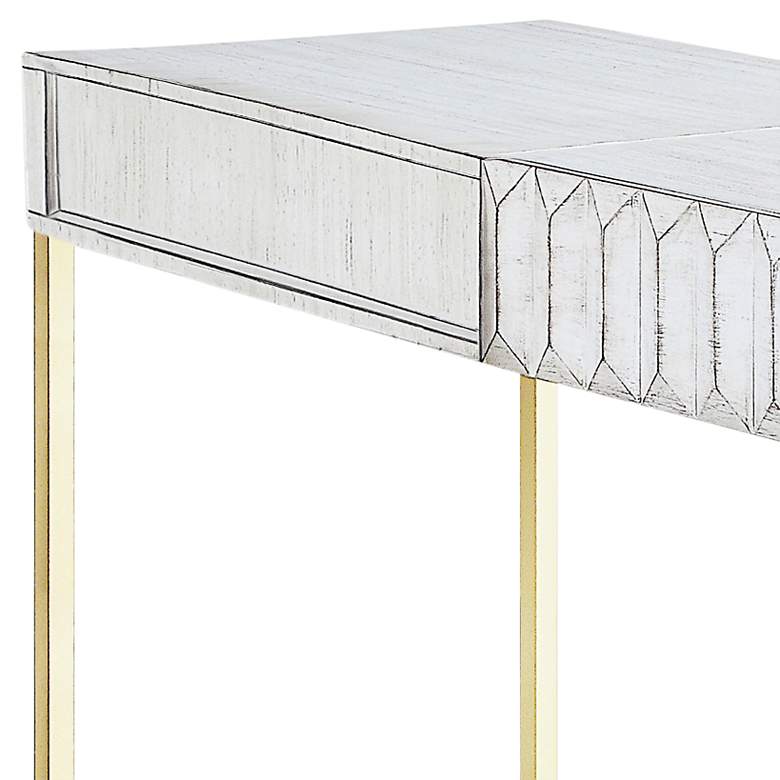 Image 3 Claypool 56 3/4"W Antique White Gold Lift Top Writing Desk more views