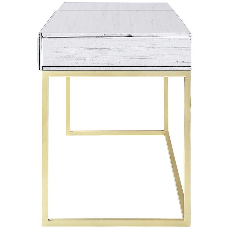Image 4 Claypool 56 3/4"W Antique White Gold Lift Top Writing Desk more views