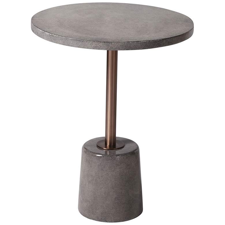 Image 1 Clayton 17 3/4 inch Wide Industrial Concrete and Metal Round Accent Table