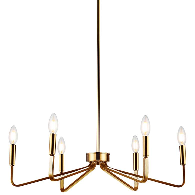 Image 1 Clayton 26" Wide 6 Light Aged Brass Chandelier