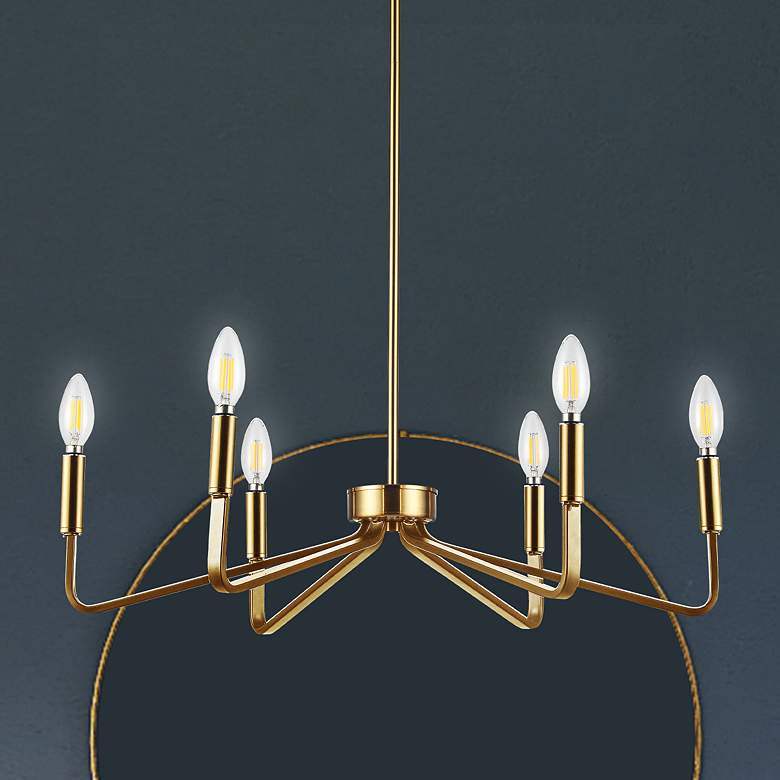 Image 1 Clayton 26" Wide 6 Light Aged Brass Chandelier