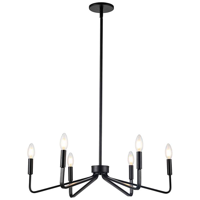 Image 2 Clayton 26" Wide Black 6-Light Chandelier