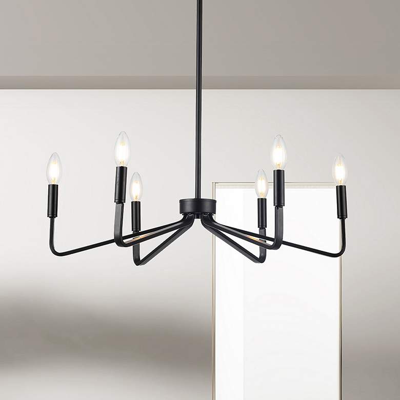 Image 1 Clayton 26" Wide Black 6-Light Chandelier