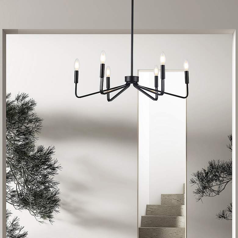 Image 4 Clayton 26" Wide Black 6-Light Chandelier more views