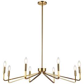 Image1 of Clayton 38" Wide 8 Light Aged Brass Chandelier