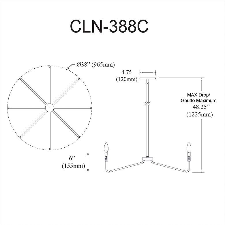 Image 2 Clayton 38" Wide 8 Light Matte Black Chandelier more views