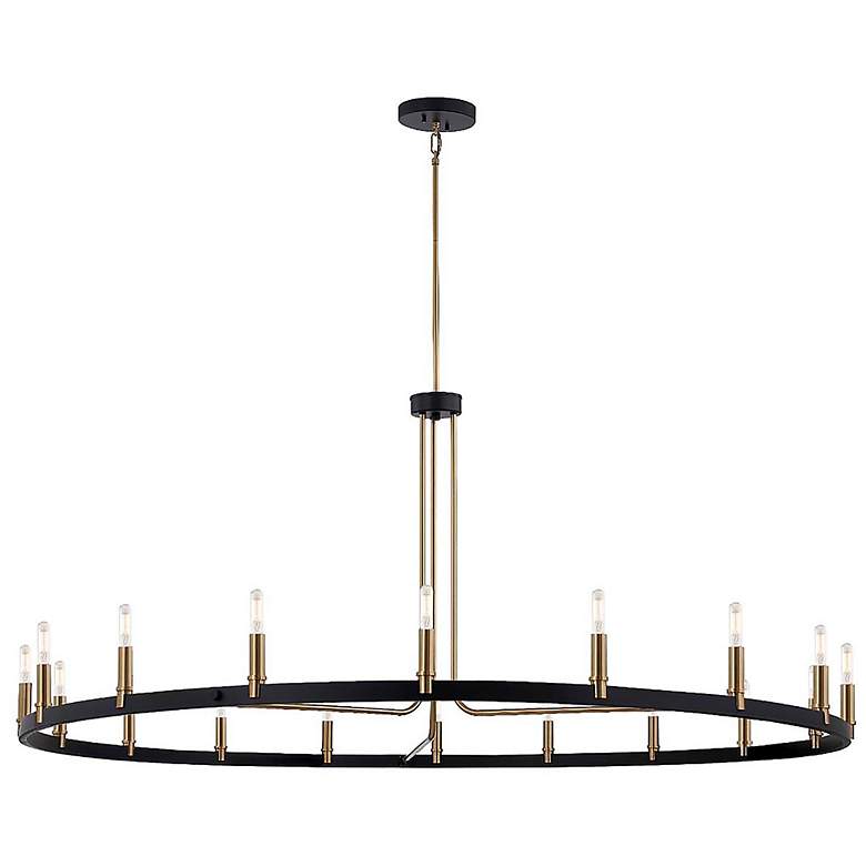 Image 1 Clayton 60" Wide Brass Black 18-Light Ring-Round Chandelier