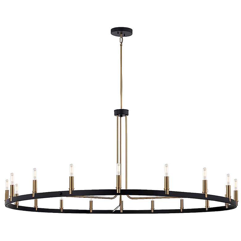 Image 1 Clayton 60 inch Wide Brass Black 18-Light Ring-Round Chandelier