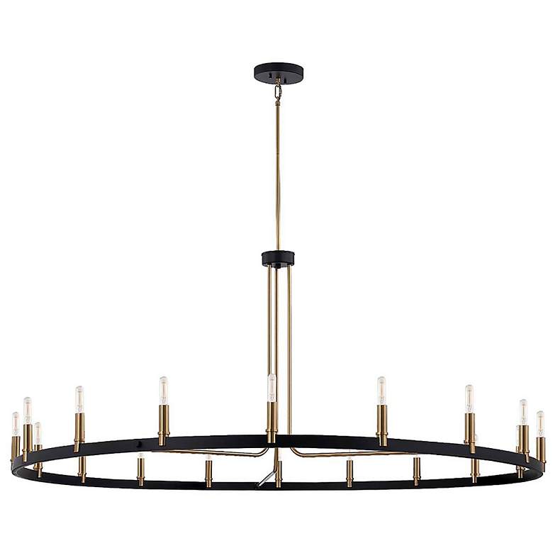 Image 2 Clayton 60" Wide Brass Black 18-Light Ring-Round Chandelier more views