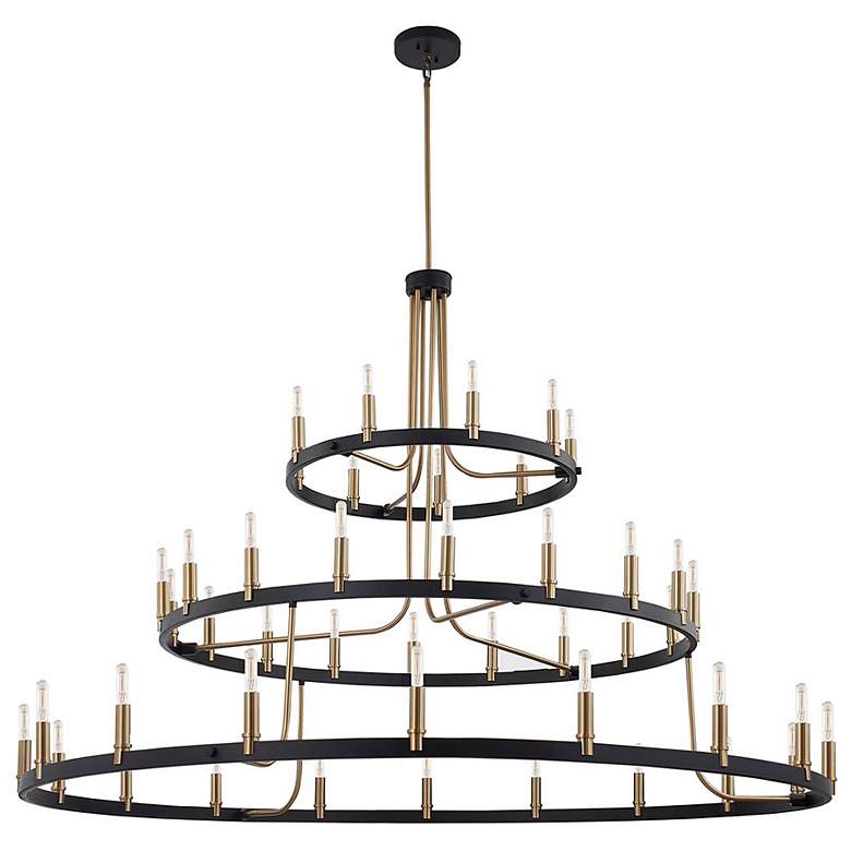 Image 4 Clayton 60" Wide Brass Black 45-Light 3-Tier Chandelier more views