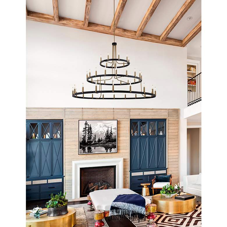 Image 5 Clayton 60" Wide Brass Black 45-Light 3-Tier Chandelier more views