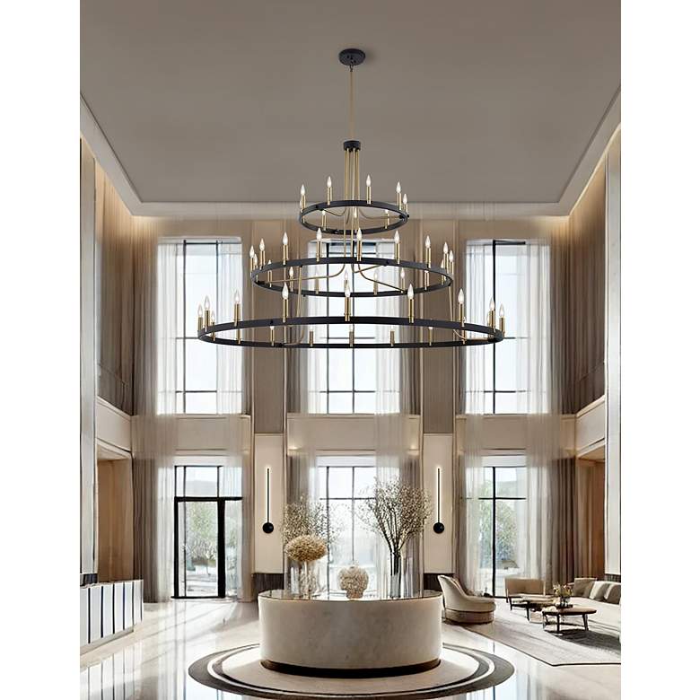 Image 7 Clayton 60" Wide Brass Black 45-Light 3-Tier Chandelier more views