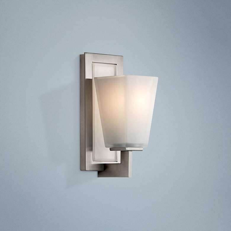 Image 1 Clayton Brushed Steel 10 1/2 inch High Wall Sconce