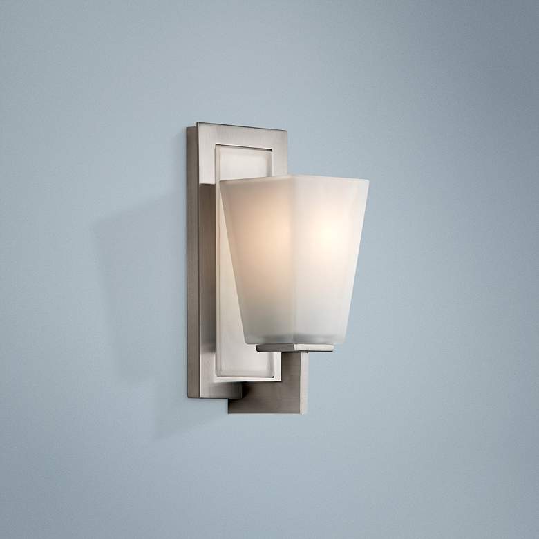 Image 1 Clayton Brushed Steel 10 1/2" High Wall Sconce