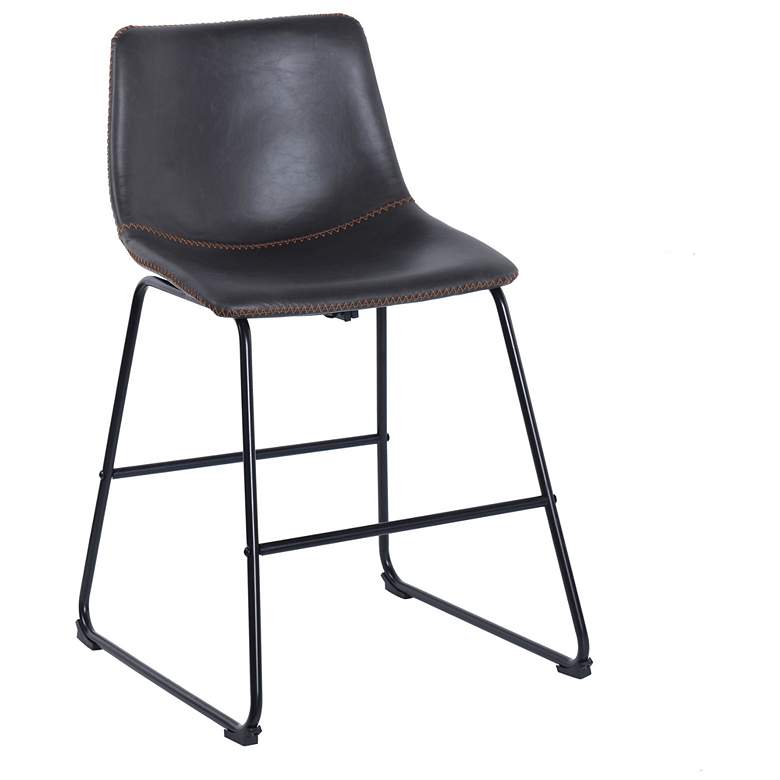 Image 1 Clayton Slate Gray and Black Vintage Faux Leather Counter Stool