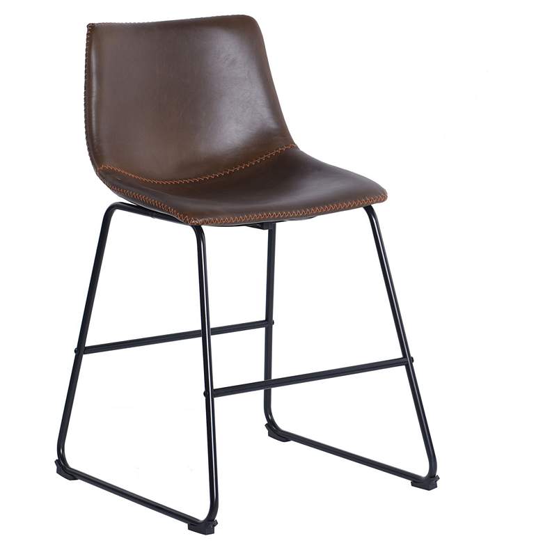 Image 1 Clayton Whiskey Brown and Black Vintage Faux Leather Counter Stool