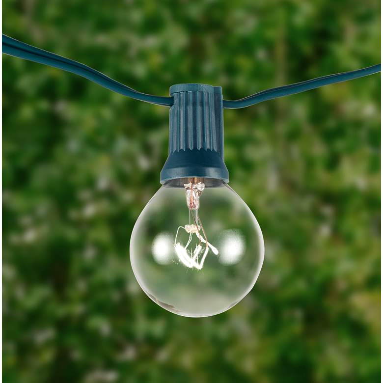 Image 1 Clear 24-Bulb Green Wire 25&#39; Holiday Party String Light