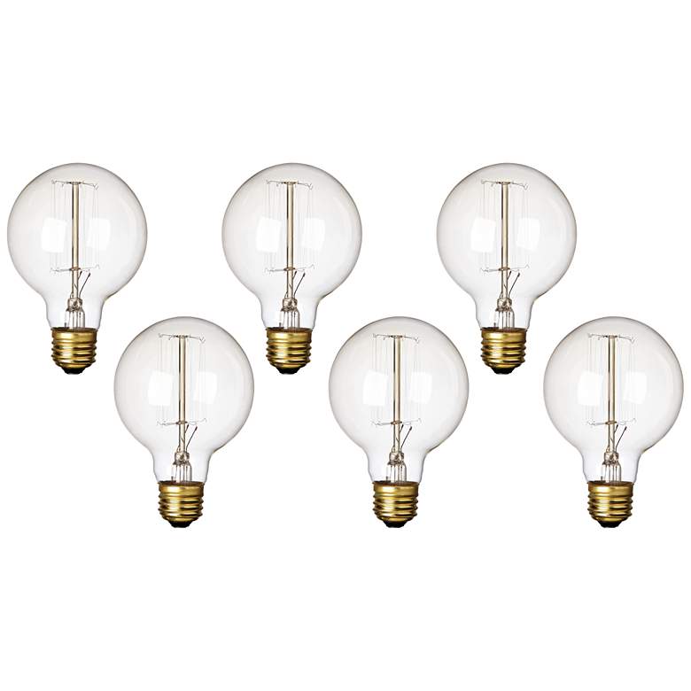 Image 1 Clear 60 Watt Standard Edison Style G25 Globe Bulbs 6-Pack