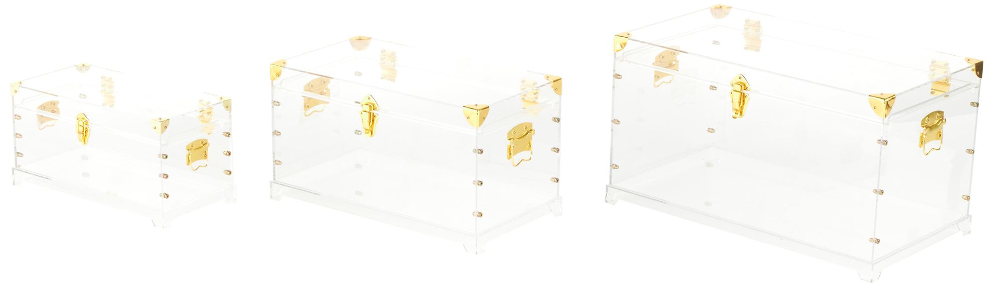 Image 2 Clear Acrylic Plastic Contemporary Trunk, S/3 26", 22", 18"H