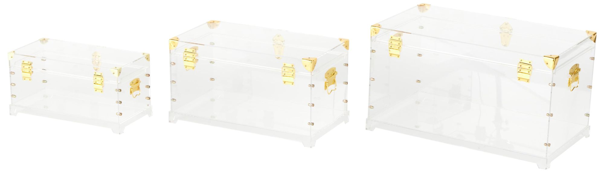 Image 5 Clear Acrylic Plastic Contemporary Trunk, S/3 26", 22", 18"H more views