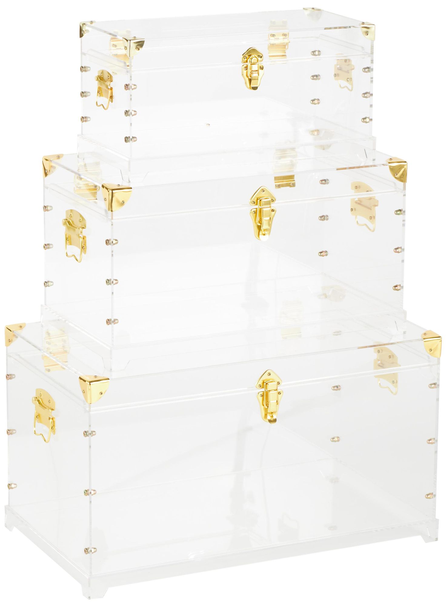 Image 6 Clear Acrylic Plastic Contemporary Trunk, S/3 26", 22", 18"H more views