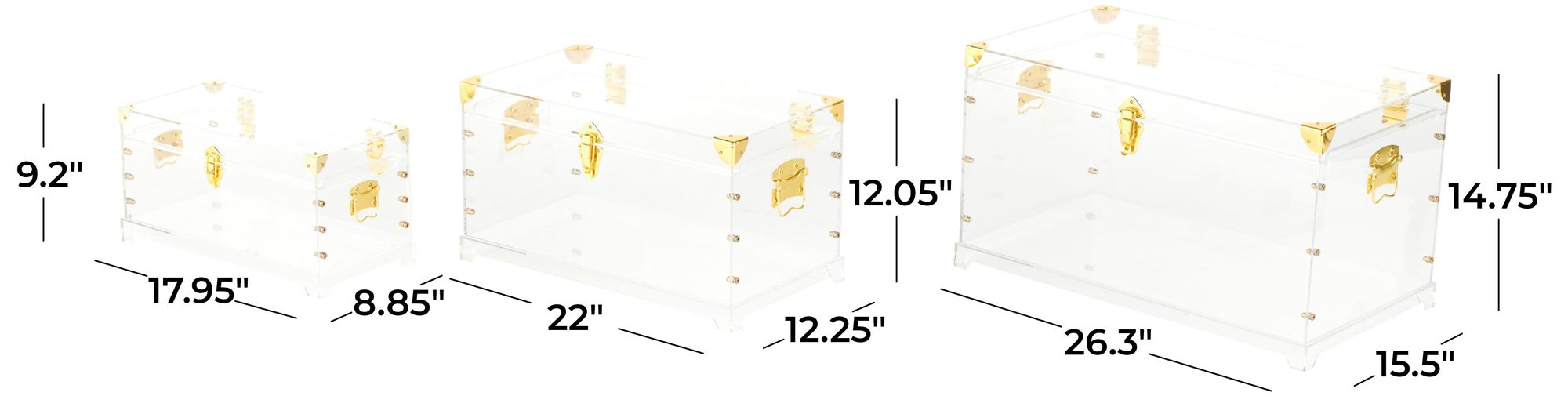Image 7 Clear Acrylic Plastic Contemporary Trunk, S/3 26", 22", 18"H more views