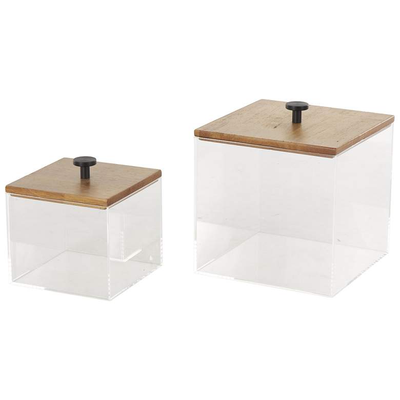 Image 1 Clear Acrylic Plastic Decorative Box, Set of 2 7",5"H