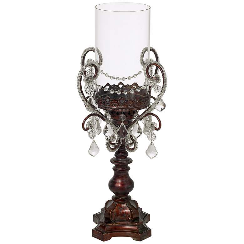 Image 1 Clear Beading and Drops Hand-Painted Pillar Candle Holder