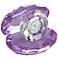 Clear Clock and Lavender Clamshell Crystal Figurine