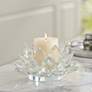 Clear Crystal 8 3/4" Wide Lotus Candle Holder