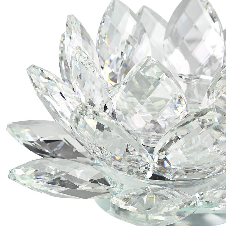 Image 3 Clear Crystal 8 3/4 inch Wide Lotus Candle Holder more views