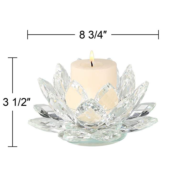 Image 5 Clear Crystal 8 3/4 inch Wide Lotus Candle Holder more views