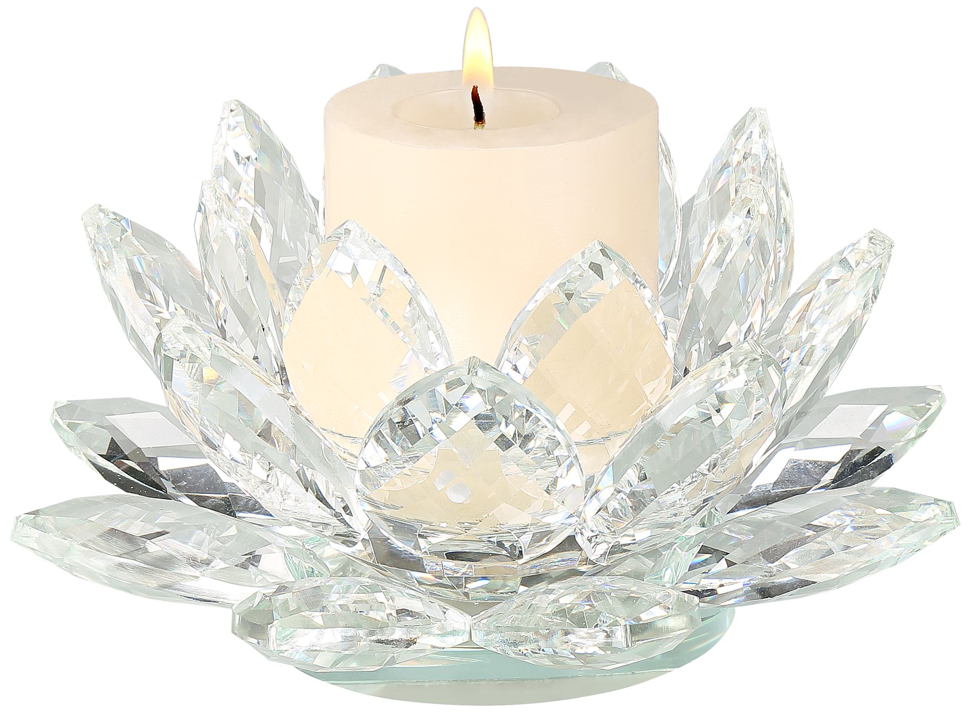Gray Glass 9 1/4" Wide Crystal Lotus Candle Holder 59G59 Lamps Plus