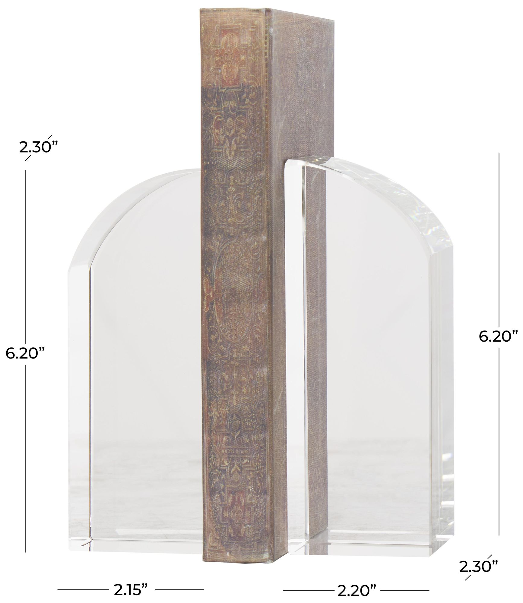 Image 7 Clear Crystal Contemporary Bookends, S/2 2"W, 6"H more views