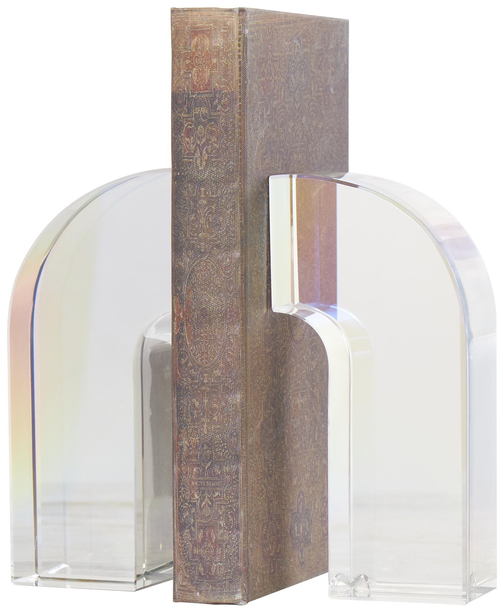 Image 2 Clear Crystal Contemporary Bookends, S/2 3"W, 6"H