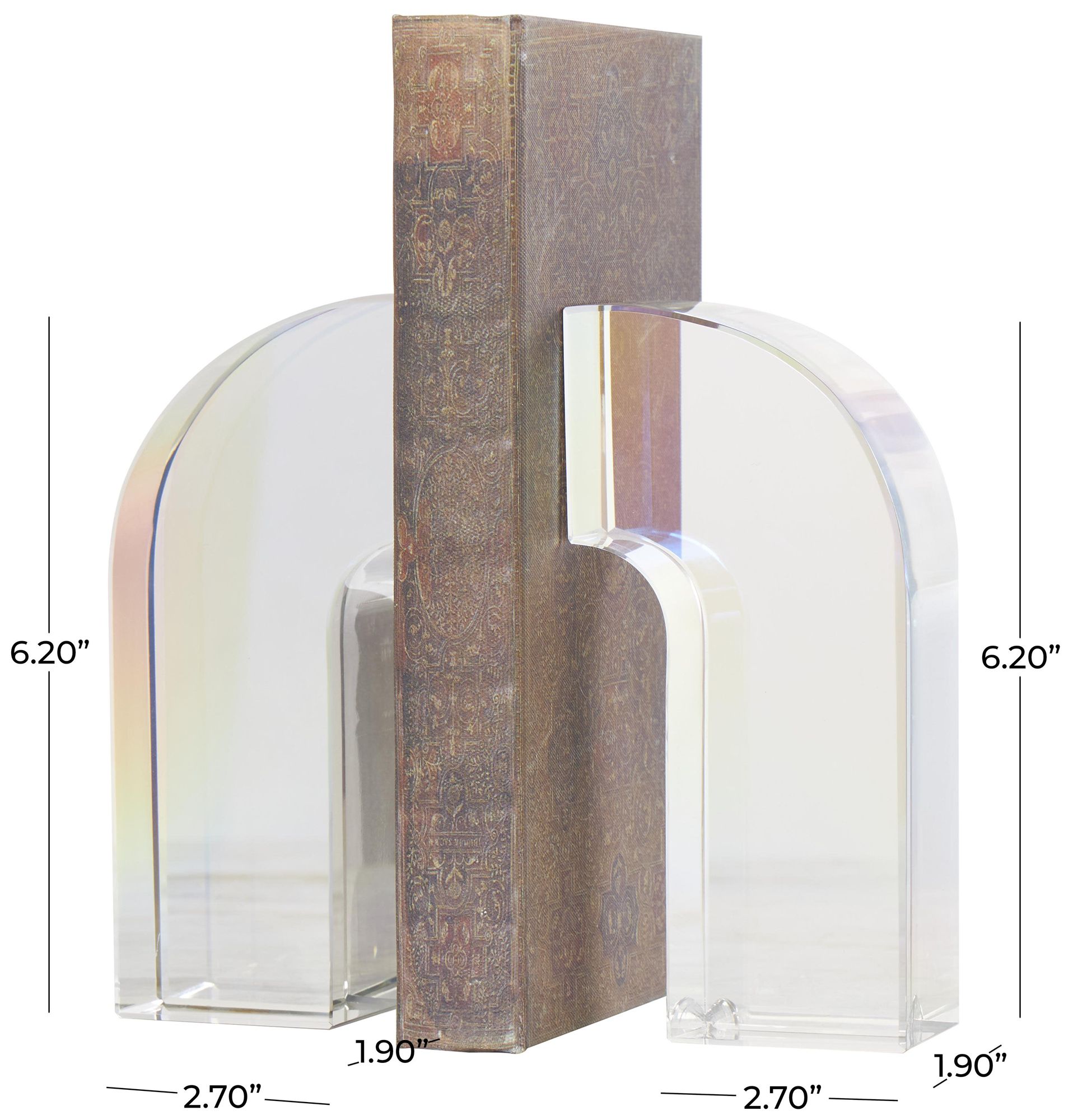 Image 7 Clear Crystal Contemporary Bookends, S/2 3"W, 6"H more views