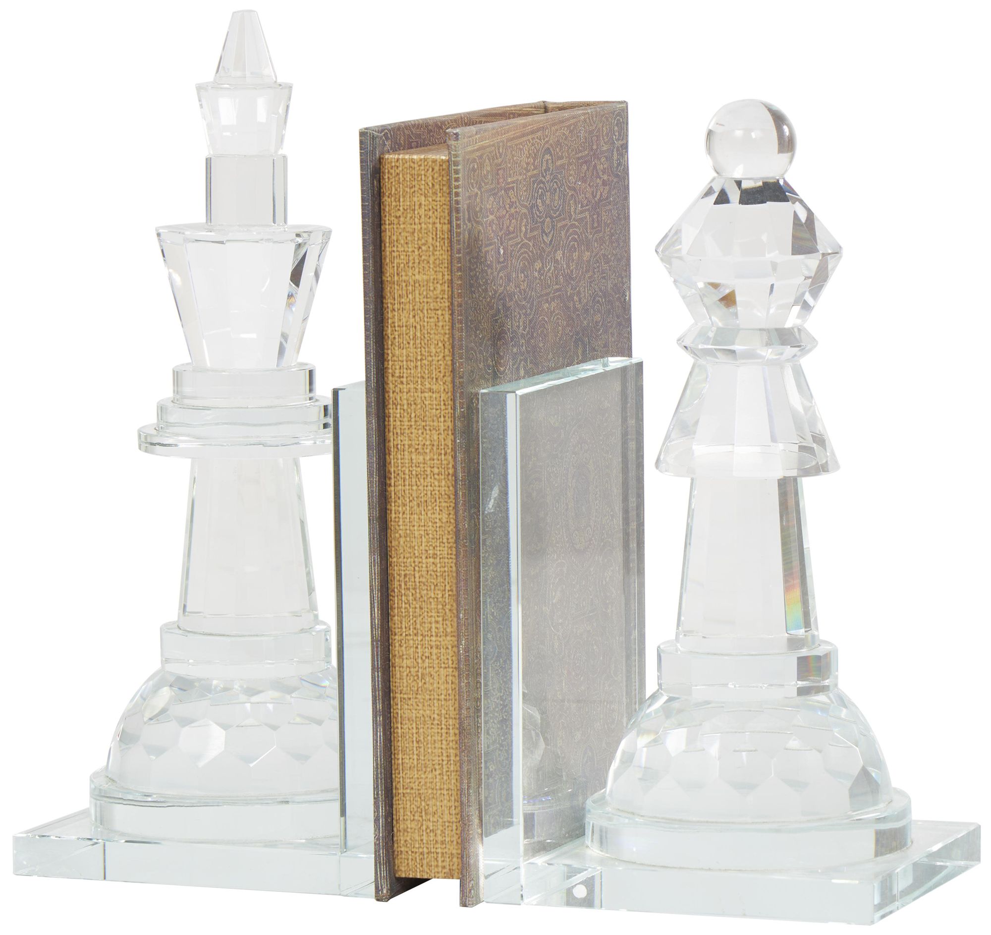 Image 5 Clear Crystal Contemporary Bookends, S/2 4"W, 10"H more views