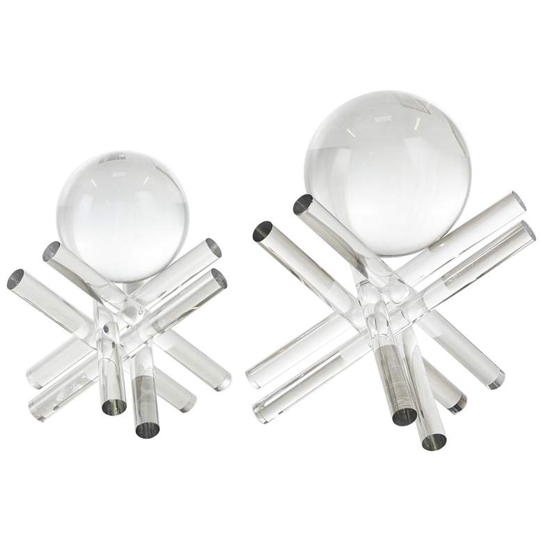 Image 1 Clear Crystal Contemporary Sculpture, S/2 8", 7"H