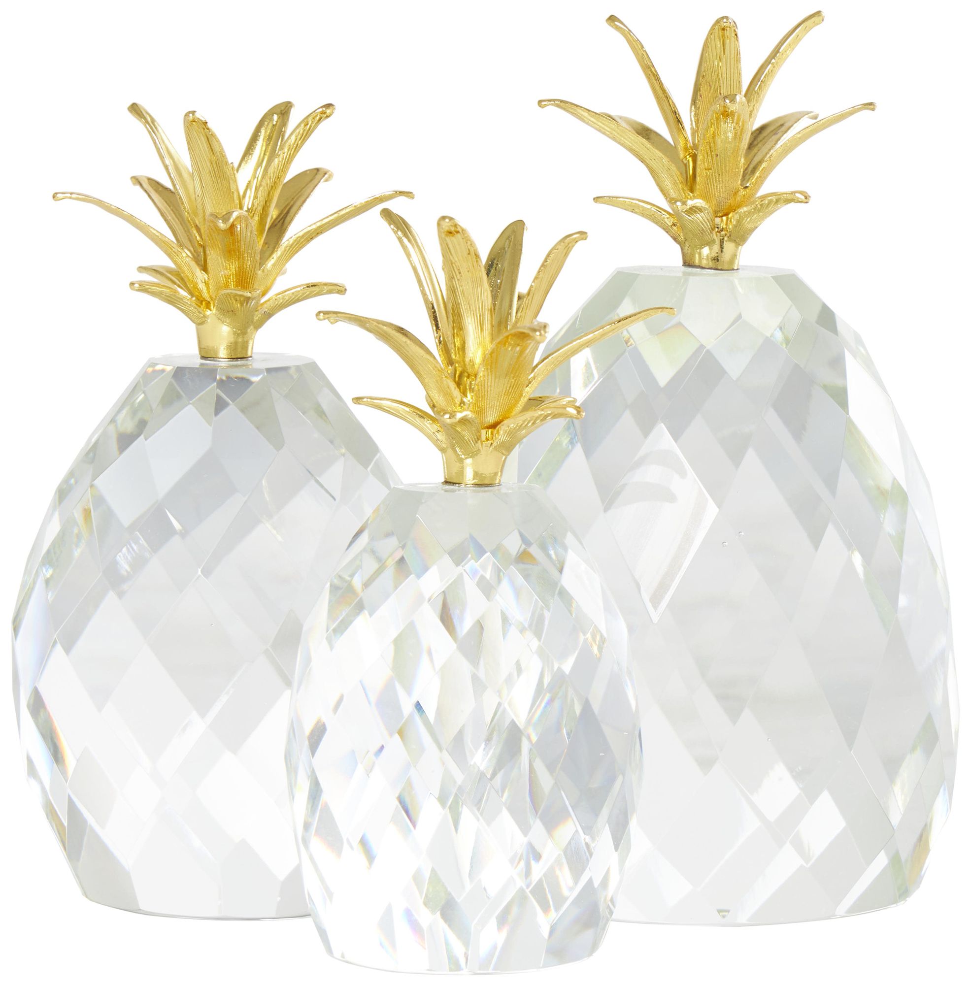 Image 2 Clear Crystal Contemporary Sculpture, S/3 7", 7", 5"H