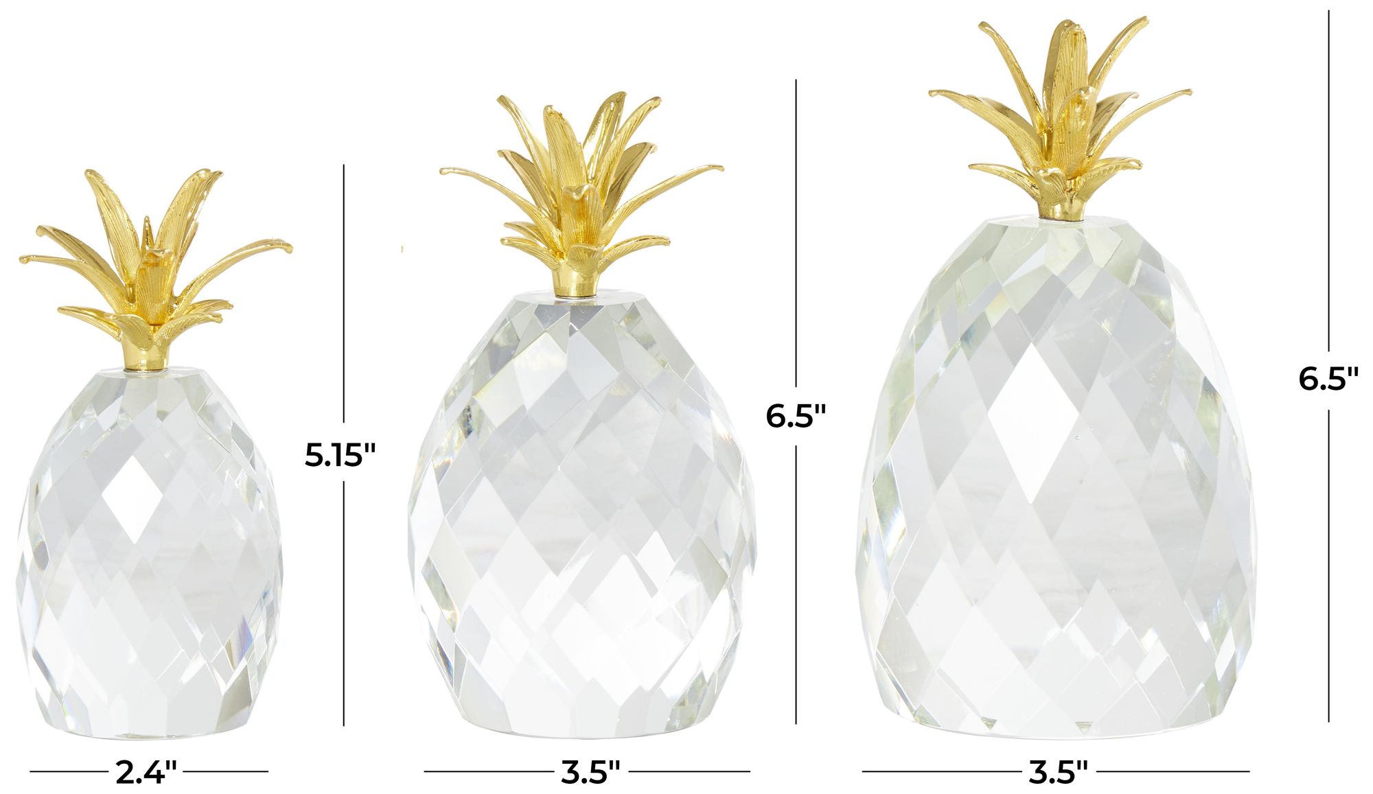 Image 7 Clear Crystal Contemporary Sculpture, S/3 7", 7", 5"H more views