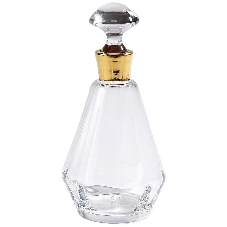 Image 1 Clear Crystal Glass and Gold Band 10 3/4"H Prism Decanter
