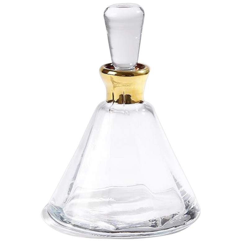 Image 1 Clear Crystal Glass and Gold Band 8 1/4" High Cone Decanter