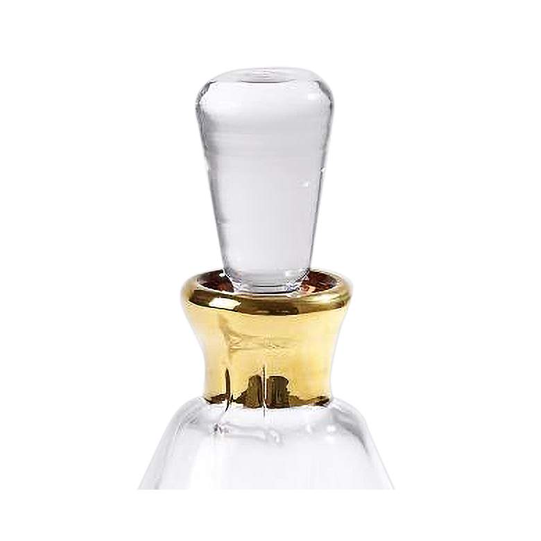 Image 2 Clear Crystal Glass and Gold Band 8 1/4" High Cone Decanter more views