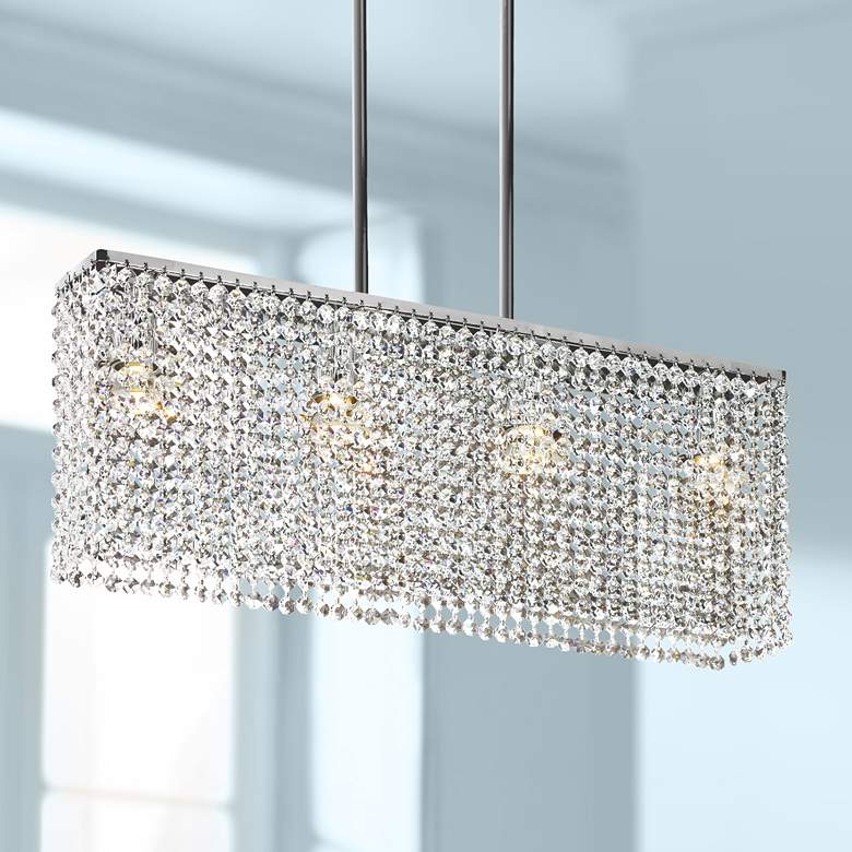 Image 1 Clear Crystal Strands 24 inch Wide Pendant Chandelier