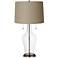 Clear Fillable Clara Lamp with Taupe Wave Pleat Shade