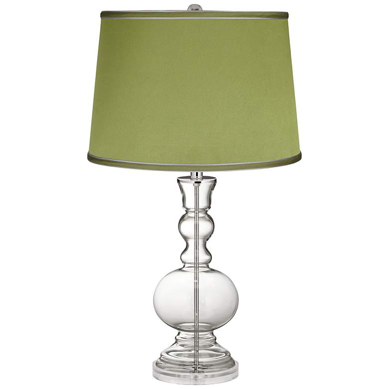 Image 1 Clear Fillable - Satin Olive Green Shade Apothecary Lamp
